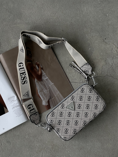 Жіноча сумка Guess еко-шкіра 2 відділення ремінь 130 см світло-сіра 21×13×8,5 см (LUX1103) - Фото 1 Жіноча сумка Guess еко-шкіра 2 відділення ремінь 130 см світло-сіра 21×13×8,5 см (LUX1103) - зображення 1