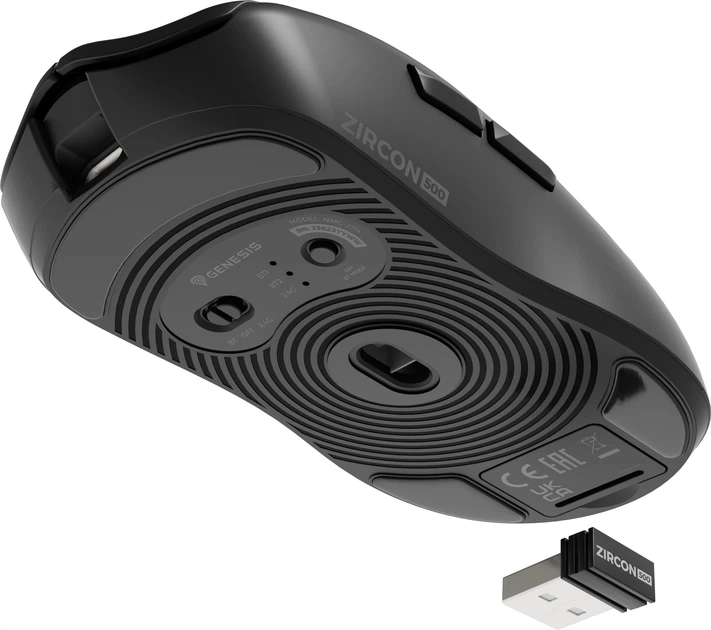 Mysz Genesis Zircon 500 Wireless/Bluetooth/USB Black (NMG-2113) - obraz 3