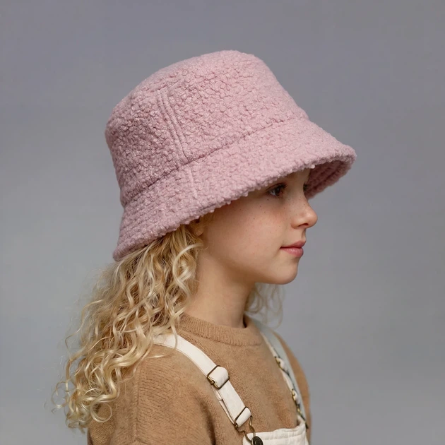 Панамка детская теплая из натуральной шерсти JUJU Bucket Hat Boucle Розовый XS 52-54 см - Фото 2 Панамка детская теплая из натуральной шерсти JUJU Bucket Hat Boucle Розовый XS 52-54 см - изображение 2