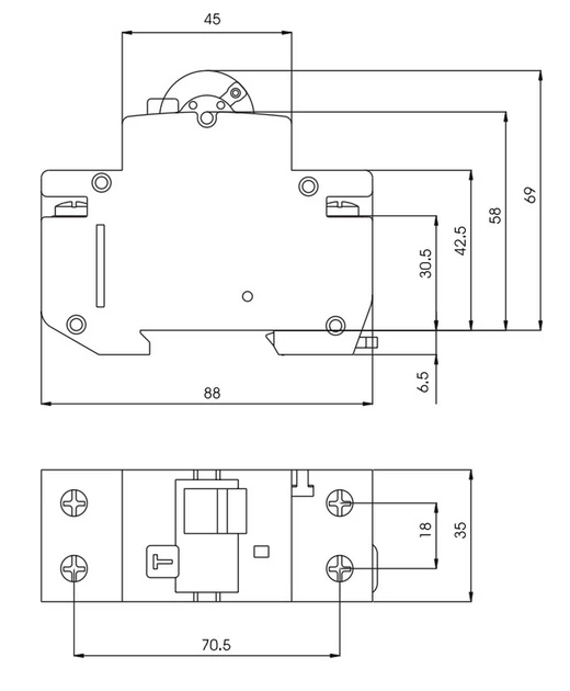 Диференційний вимикач ETI 501732019 KZS-2M 2P 16 A 230 В 30 мA (3838895400714) - зображення 2