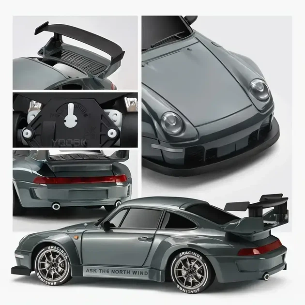 RC Машинка для дрифта 1:24 4WD 2.4GHz с LED-фарами Радиоуправляемая машина с конусами | Серо - изображение 2