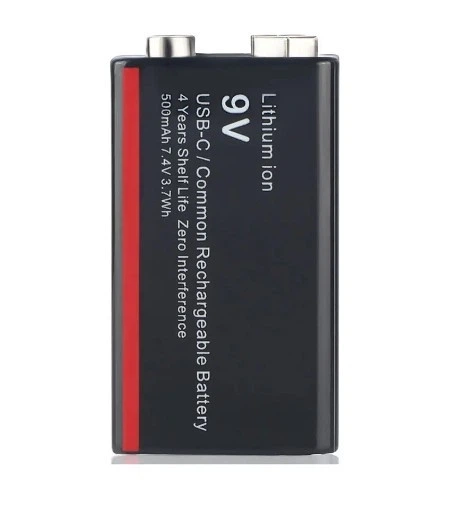 Акумулятор крона 6F22 Soshine 9V 500 mAh з Type-C зарядкою / Батарейка акумуляторна - зображення 2