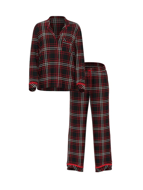 Женская пижама (брюки + Рубашка) Victoria's Secret (2859913888941) Flannel Pajama XS черная - изображение 3