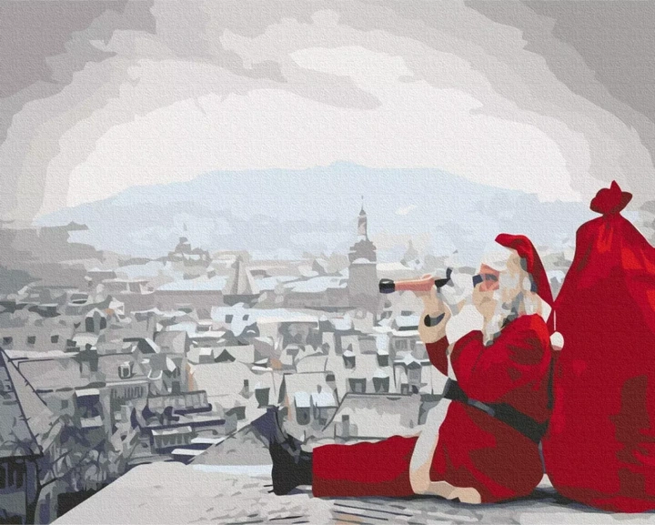 Картина за номерами Санта не дрімає 40x50 Brushme (BS26273) - Фото 1 Картина за номерами Санта не дрімає 40x50 Brushme (BS26273) - изображение 1