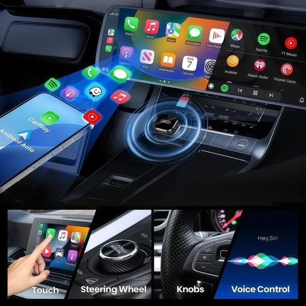 Автомобильный беспроводной CarPlay и Android Auto адаптер XO CZ026 mini Black - изображение 4