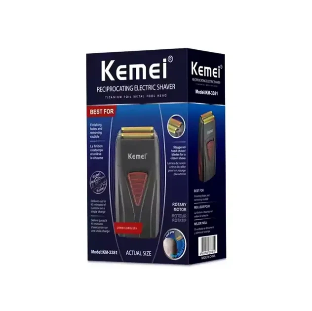 Электробритва Kemei Km-3381 аккумуляторная 3W для бритья с защитной крышкой и кабелем для зарядки - изображение 2
