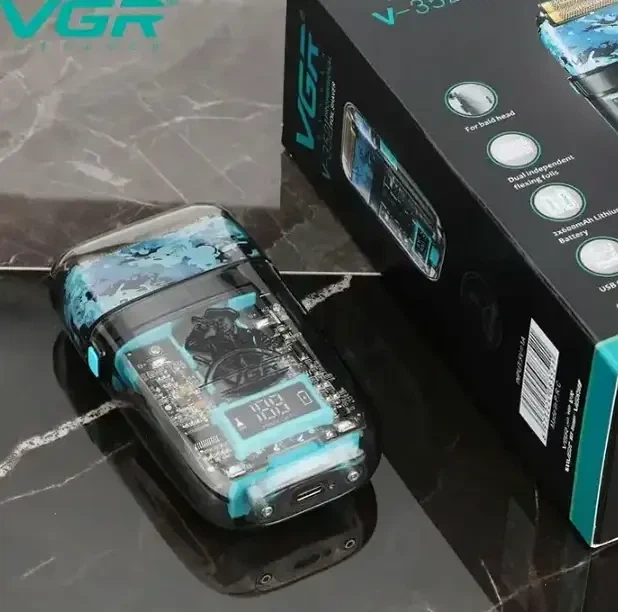 Электробритва VGR Professional Foil Shaver V-352 7500 об/мин Li-Ion 1200 мАч USB Type-C прозрачный синий - изображение 3