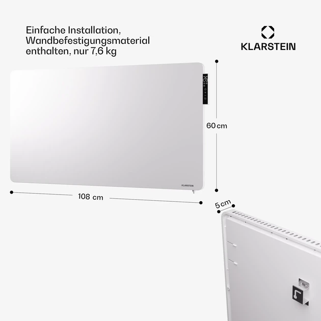 Инфракрасный настенный обогреватель Klarstein Wonderbeam 900 Вт панель обогрева для дома - Фото 4 Инфракрасный настенный обогреватель Klarstein Wonderbeam 900 Вт панель обогрева для дома - изображение 4