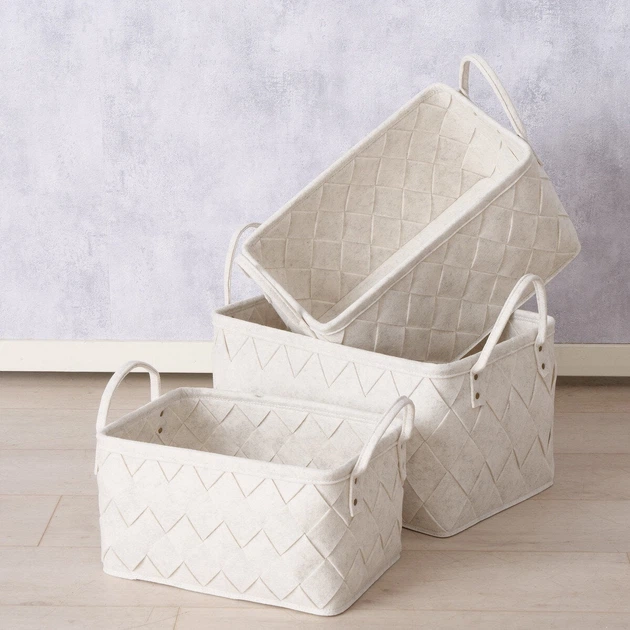 Кошики для зберігання Boltze Levoro текстильні 3 шт Бежеві (4066076121182) - зображення 3