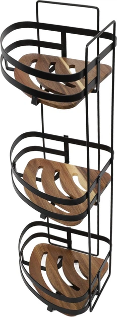 Półka pod prysznic 5five Simply Smart Blackacia narożna bez wiercenia 23.5 x 19.5 x 55 cm (3560232889356) - obraz 3