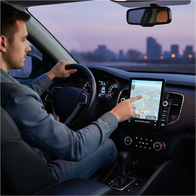 Сенсорна автомагнітола 9,5 дюймів 4 ГБ 64 ГБ 45 Вт чорний GPS Bluetooth 9582A - зображення 2