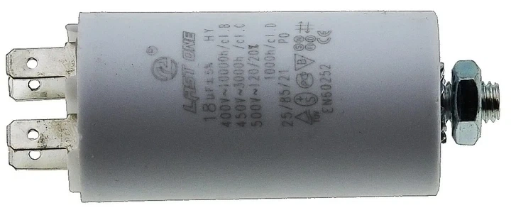 Конденсатор 18 мкФ (35×65 мм, клеммы + винт, HY2 CBB-60M) (кон010)) - Фото 3 Конденсатор 18 мкФ (35×65 мм, клеммы + винт, HY2 CBB-60M) (кон010)) - изображение 3