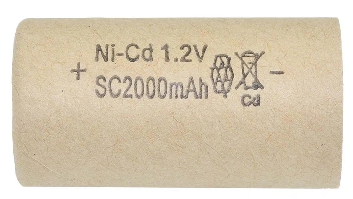 Банка Ni-Cd 2000 мА·ч, 1.2 В, для аккумулятора шуруповерта, D22×43мм. (шур090) - изображение 2