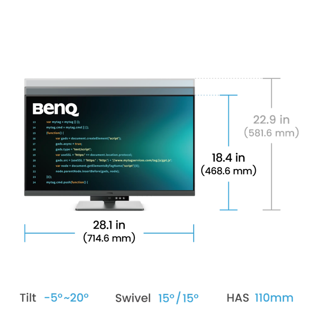 31.5" 16:9 IPS РК монітор, 3840х2160, 60 Гц, 5 мс (GtG), 98% P3, HDR, KVM свіч, 2xHDMI 2.0/1xDP 1.4/ RD320U Metallic Grey BENQ (9H.LMSLA.TBE) - изображение 6