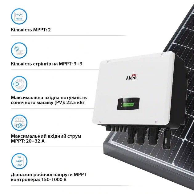 Гибридный инвертор Afore AF15K-TH 15KW HV-battery 2 MPPT Wi-Fi 220/380V Трехфазный - Фото 4 Гибридный инвертор Afore AF15K-TH 15KW HV-battery 2 MPPT Wi-Fi 220/380V Трехфазный - изображение 4