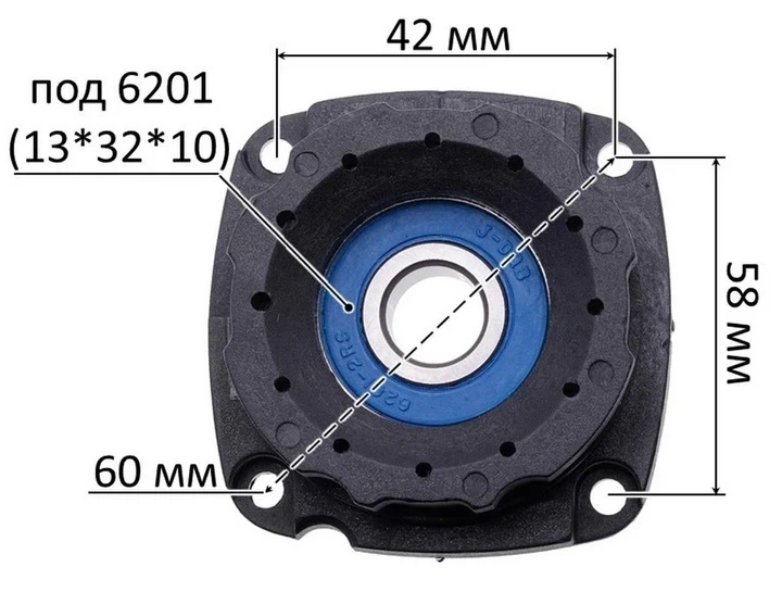 Фланец для болгарки Bosch 8-125 подшипник 6201 аналог 1607000448 (korp164)) - изображение 5