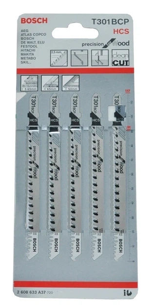 Пилка лобзика Bosch T301BCP, 5 шт, по дереву (pilset036) - Фото 1 Пилка лобзика Bosch T301BCP, 5 шт, по дереву (pilset036) - изображение 1