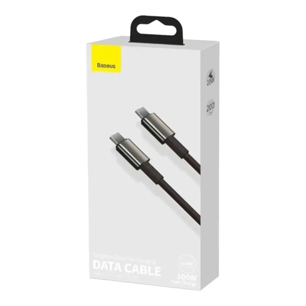 Кабель Baseus Tungsten Gold Fast Charging Data Cable Type-C to Type-C 100W 2M Black (CATWJ-A01) - изображение 7