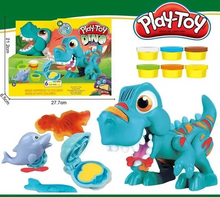 Набір з тістом для ліплення "Dino Crew" динозавр Play-Toy SM8067 - Фото 5 Набір з тістом для ліплення "Dino Crew" динозавр Play-Toy SM8067 - зображення 5