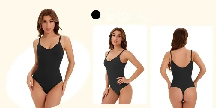 Коригуючий утягуючий боді-майка на тонких бретельках стрінги XL Чорний - Фото 7 Коригуючий утягуючий боді-майка на тонких бретельках стрінги XL Чорний - изображение 7