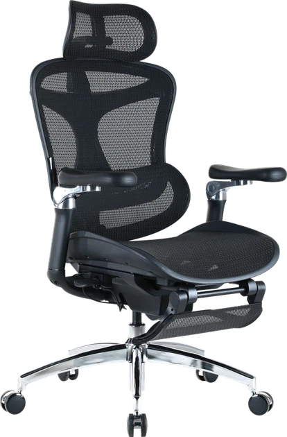 Крісло офісне з підставкою для ніг Sihoo DORO C300 Pro Mesh Black with footrest - зображення 3