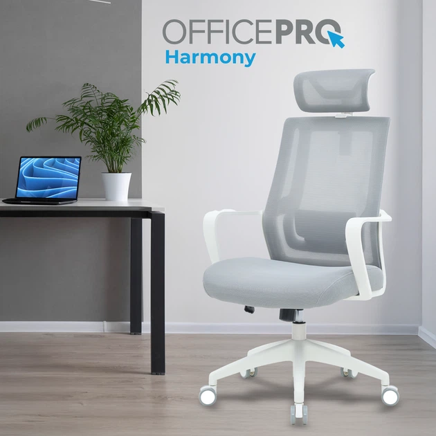Крісло офісне OfficePro Harmony OC310-W-LG-LG - зображення 7