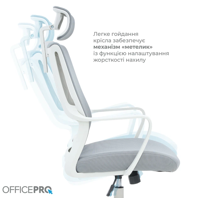 Крісло офісне OfficePro Harmony OC310-W-LG-LG - зображення 11