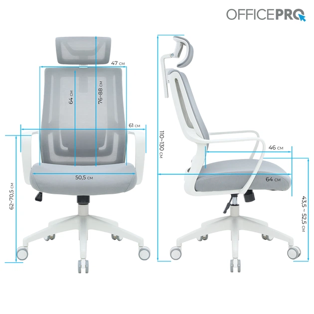 Крісло офісне OfficePro Harmony OC310-W-LG-LG - зображення 14