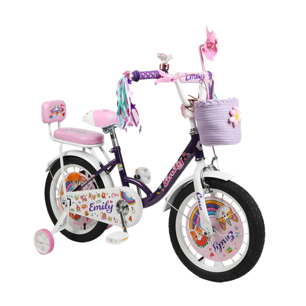 Детский велосипед Corso Emily ML-64522, 16", двухколёсный, с корзиной и дополнительными колёсами, собран на 75% - изображение 2