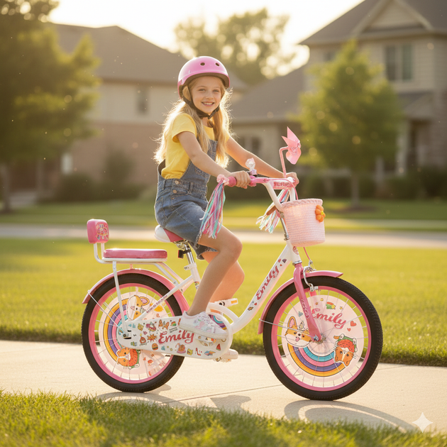 Дитячий двоколісний велосипед Corso Emily 20" ML-76599 для дівчаток, з кошиком та багажником, ручне і ножне гальмо - зображення 8