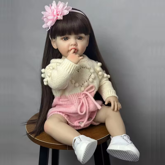 Реалістична Кукла Реборн 55 см повністю силіконова Doll Reborn Baby К0100215 - зображення 7