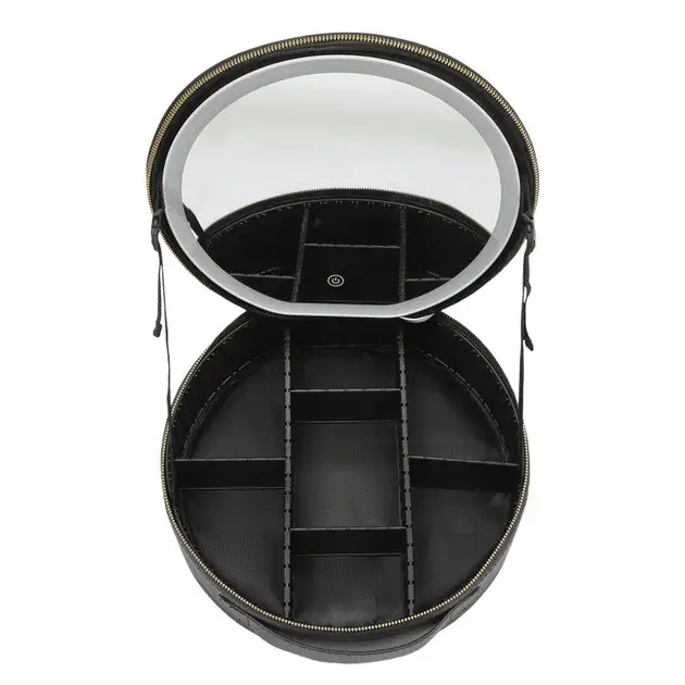 Косметичка-валіза RIAS YB-032 з LED дзеркалом круглая Black (3_07866) - Фото 3 Косметичка-валіза RIAS YB-032 з LED дзеркалом круглая Black (3_07866) - зображення 3