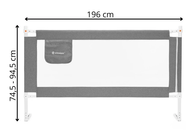 Barierka ochronna na łóżko Springos HA7526 szara 200 cm (5908455305501) - obraz 10
