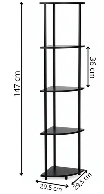 Regał SPRINGOS HA7546 narożny 147 cm Czarny (5908455306966) - obraz 3