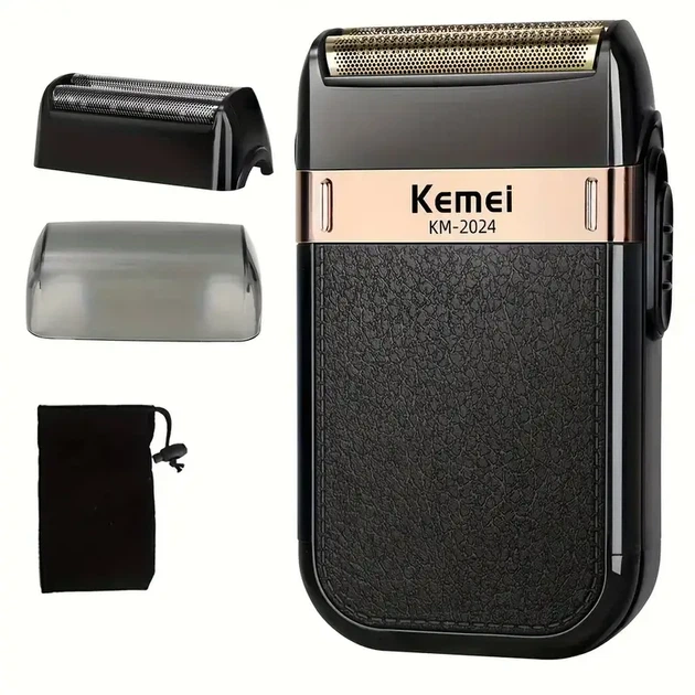 Електробритва Kemei KM-2024 Gray | Подвійна головка | USB-зарядка | IPX4 | Портативний шейвер - зображення 2