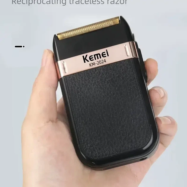 Kemei KM-2024 шейвер для мужчин (серый, USB, двойная головка) - изображение 4