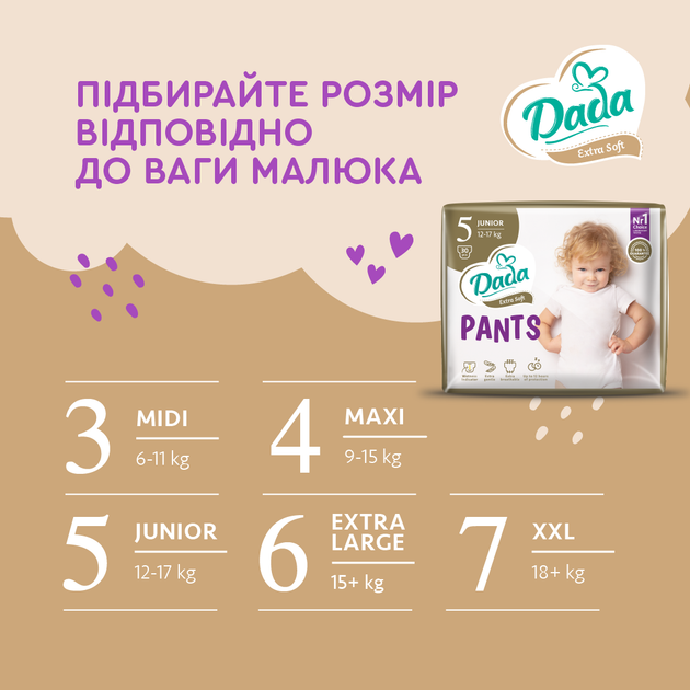 Трусики-подгузники Dada Soft 3 Midi 6-11 кг 34 шт (4820174980672) - Фото 9 Трусики-подгузники Dada Soft 3 Midi 6-11 кг 34 шт (4820174980672) - изображение 9