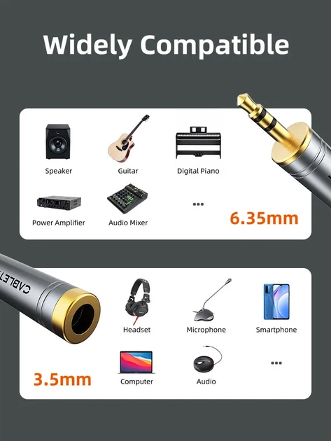 Перехідник Cabletime 3.5mm Male to 6.5mm Female (CPA4G) - Фото 4 Перехідник Cabletime 3.5mm Male to 6.5mm Female (CPA4G) - зображення 4