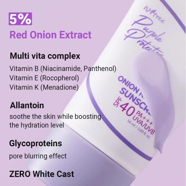 Солнцезащитный крем Isntree Onion Newpair Sunscreen SPF40 PA+++ 50 ml - изображение 4