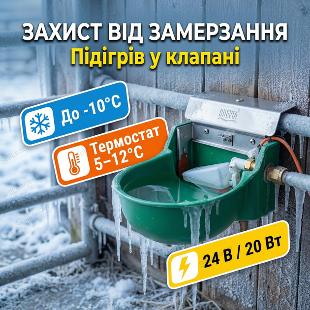 Поїлка Чашкова для овець і кіз автопоїлка для сільхоз тварин групова з підігрівом Suevia 130 пластик метал - зображення 6