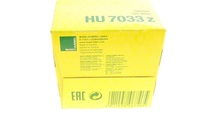 Фільтр масляний Citroen C3/C4/Berlingo/Peugeot 2008-5008/Partner/Expert 1.6BlueHDi 14- MANN-FILTER HU 7033 Z - изображение 6