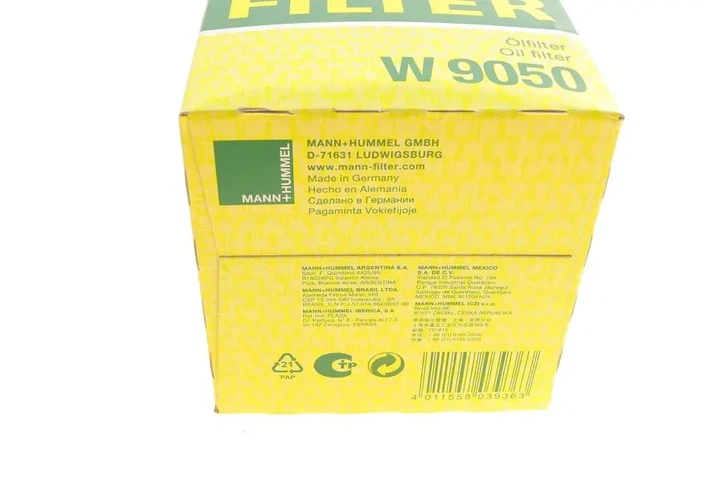 Фільтр масляний Ford Transit 2.5D/TD 84-00/Connect 1.8TDCi 02-13/Focus 1.8DI/TDCi 98-04 MANN-FILTER W 9050 - изображение 5