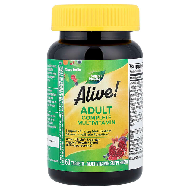 Вітамінно-мінеральний комплекс nature's Way "Alive! Daily Energy" для щоденного поповнення запасу енергії (60 таблеток) - зображення 4