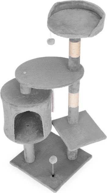 Drapak Petsi AIE-ATS40 wieża z domkiem 110 cm Szary (5905817010455) - obraz 3