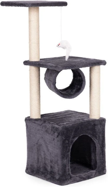 Drapak Petsi AIE-ATS38 wieża z domkiem 94 cm Szary (5905817010431) - obraz 2