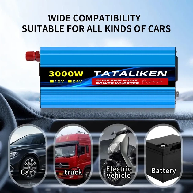 Інвертор Tataliken 3000W 12-220V Чистий синус - Фото 4 Інвертор Tataliken 3000W 12-220V Чистий синус - зображення 4