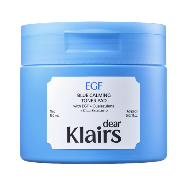 Успокаивающие тонизирующие пэды Dear Klairs EGF Blue Calming Toner Pad, 60 шт - Фото 1 Успокаивающие тонизирующие пэды Dear Klairs EGF Blue Calming Toner Pad, 60 шт - изображение 1