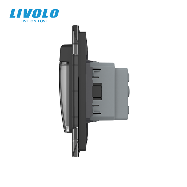 Электрическая розетка LIVOLO с крышкой IP44, заземление, чёрная, настенная, стеклянная рамка, 250В 16А - Фото 2 Электрическая розетка LIVOLO с крышкой IP44, заземление, чёрная, настенная, стеклянная рамка, 250В 16А - изображение 2
