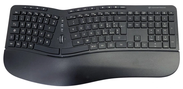 Zestaw bezprzewodowej Conceptronic Wireless Ergonomic Keyboard+Mouse EN (IT) Black (ORAZIO02IT) - obraz 2