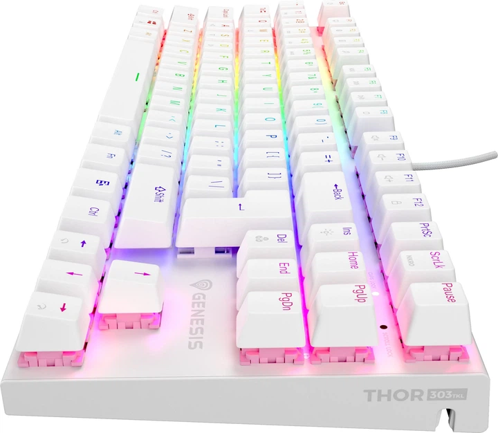 Клавіатура дротова Genesis Thor 303 TKL RGB Outemu Peach Silent White (NKG-2063) - зображення 6